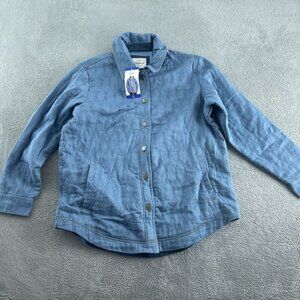 Jack By BB Dakota Quilted Blue Lightweight Jacket Womens L Cotton NWT 5684